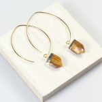 PENDIENTES STONE HOOP TIGER EYE
