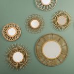 Round mirror D76cm in rattan