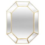 ESPEJO OCTOGONAL -BORDE DE METAL DORADO-45Ccm x 34cm