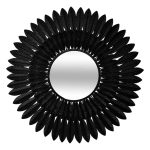 ESPEJO DE METAL CON FORMA DE FLOR , COLOR NEGRO.63cm d