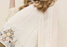 HALRES PLAIN BLOUSE WITH FLORAL EMBROIDERY IVORY