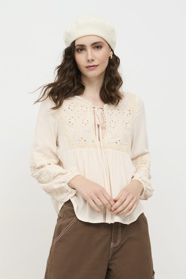 TULU BLOUSE WITH BRODERIE IVORY