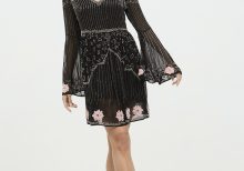 SIRA BLACK BEADING EMBROIDERED GAUZE DRESS