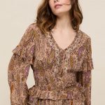 DELTA CHIFFON BLOUSE WITH BOHO PRINT AND EMBROIDERY