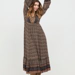 CELDA VESTIDO LARGO ESTAMPADO FLORAL CON BORDADO NEGRO