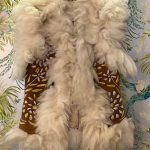 AFGHAN LAMB SHEARLING EMBROIDERED WAISTCOAT WHITE FLOWER