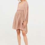 SHARP VESTIDO MINI OVERSIZED CON BORDADO ÉTNICO SAND