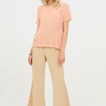 SOREN LONG BELL TROUSERS WITH ETHNIC EMBROIDERY SAND
