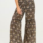 TIRIAN PRINTED TROUSERS WITH ETHNIC EMBROIDERY BLACK