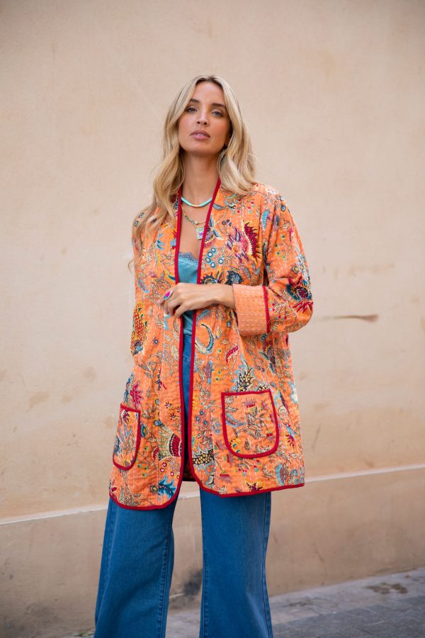 GARDEN CORAL REVERSIBLE KIMONO JACKET