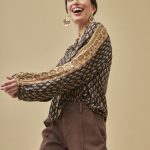 MARGARITA BLUSA MANGA LARGA CON ESTAMPADO ÉTNICO Y BORDADO CHOCOLATE