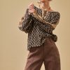 MARGARITA LONG SLEEVE BLOUSE WITH ETHNIC PRINT AND CHOCOLATE EMBROIDERY - Image 2