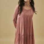 MAUREEN VESTIDO MINI MANGA LARGA JACQUARD CON BLONDAS CHERRY