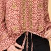 DIPSI BLOUSE WITH ETHNIC PRINT, EMBROIDERED WITH RHINESTONES AND BURGUNDY BLOUSES - Image 3