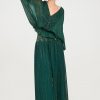 AZOR LONG SLEEVE PLAIN BLOUSE COMBINED GREEN WITH LUREX FABRIC - Image 3