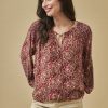 ITZIAR LONG SLEEVE PRINTED BLOUSE WITH BURGUNDY SEQUINS EMBROIDERY - Image 4