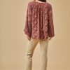 ITZIAR LONG SLEEVE PRINTED BLOUSE WITH BURGUNDY SEQUINS EMBROIDERY - Image 5