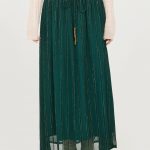 SARDI FALDA MAXI CON BORDADO EN CINTURA GREEN