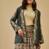 VERA PLAIN SHORT KIMONO LONG SLEEVE WITH EMBROIDERY GREEN - Image 3