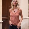 OBE TOP LISO DE TIRANTES CON BLONDA EN ESCOTE RUST PINK - Image 3