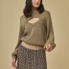 ALVERIA LUREX SWEATER WITH FRONT OPENING BROWN - Image 4