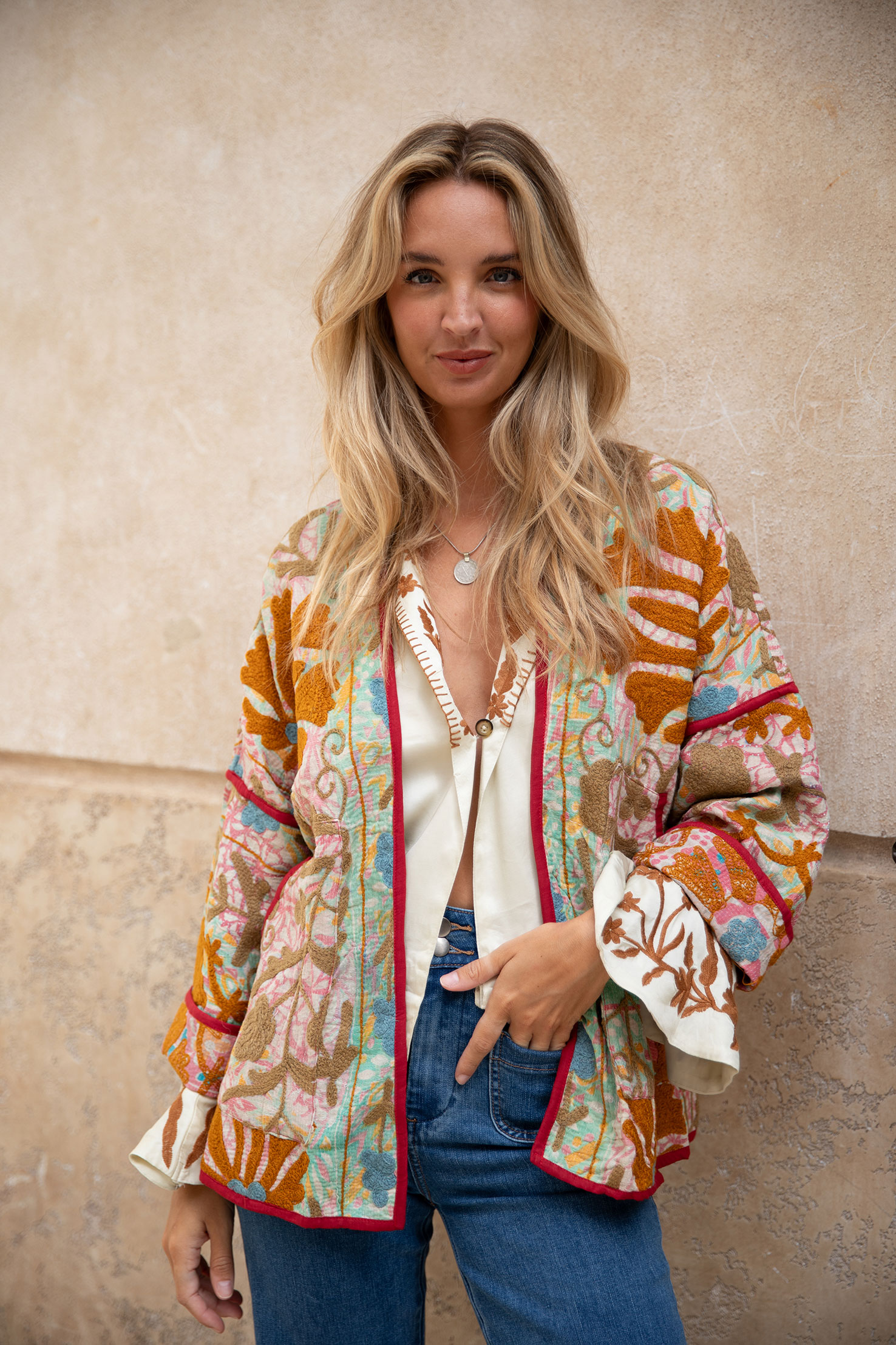 chaqueta kimono naranja