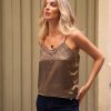 KYL PLAIN STRAPLESS TOP WITH OPENWORK EMBROIDERY ON KHAKI NECKLINE - Image 7