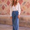 MARINE CROPPED FLARED JEANS WASHED BLUE - Imagen 2