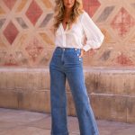 MARINE CROPPED FLARED JEANS WASHED BLUE