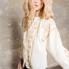 MADDI BLOUSE WHITE WITH BEIGE EMBROIDERY - Image 7