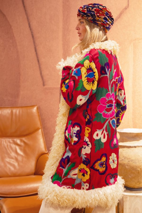 ANKOR BOHEMIAN DOUBLE FACE FUR COAT WITH HAND EMBROIDERY