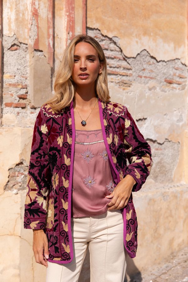 THE HENDRIX VELVET EMBROIDERED JACKET MAUVE