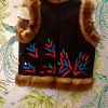 AFGHAN LAMB SHEARLING EMBROIDERED GIRL WAISTCOAT BROWN FLOWER - Image 2