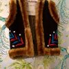 AFGHAN LAMB SHEARLING EMBROIDERED GIRL WAISTCOAT BROWN FLOWER - Image 3