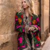 SUZANI FLORAL JACKET COAT FUR BLACK PINK FLOWER - Imagen 3