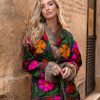 SUZANI FLORAL JACKET COAT FUR BLACK PINK FLOWER - Imagen 5