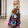 SUZANI  FLORAL JACKET COAT FUR BLACK BLUE FLOWER - Imagen 8