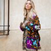 SUZANI  FLORAL JACKET COAT FUR BLACK BLUE FLOWER - Imagen 6