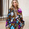 SUZANI  FLORAL JACKET COAT FUR BLACK BLUE FLOWER - Imagen 5