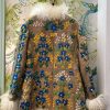 BOHEMIAN HAND EMBROIDERED FUR COAT WITH TAUPE FUR LINING AND COLLAR M/L - Image 3