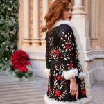 ABRIGO BOHEMIO EN PIEL BORDADO CON FORRO Y CUELLO DE PIEL BLACK SUEDE XS/S