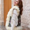 BOHEMIAN DOUBLE-SIDED LEATHER VEST HAND EMBROIDERED TAUPE S-M - Image 8