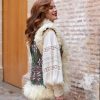 BOHEMIAN DOUBLE-SIDED LEATHER VEST HAND EMBROIDERED TAUPE S-M - Image 7