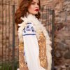 BOHEMIAN DOUBLE-SIDED LEATHER VEST HAND EMBROIDERED CAMEL S-M - Image 4