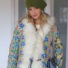 BOHEMIAN HAND EMBROIDERED FUR COAT WITH TAUPE FUR LINING AND COLLAR M/L - Image 5