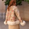 ANAIS ECRU I BOHEMIAN VINTAGE HAND EMBROIDERED SILK SHORT FUR COAT S - Image 8