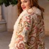 ANAIS ECRU I BOHEMIAN VINTAGE HAND EMBROIDERED SILK SHORT FUR COAT S - Image 2