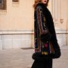 BIBBA BLACK III BOHEMIAN VINTAGE  EMBROIDERED VELVET FUR MAXICOAT M/L - Image 5