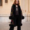 BIBBA BLACK III BOHEMIAN VINTAGE  EMBROIDERED VELVET FUR MAXICOAT M/L - Image 4