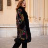 BIBBA BLACK III BOHEMIAN VINTAGE  EMBROIDERED VELVET FUR MAXICOAT M/L - Image 3